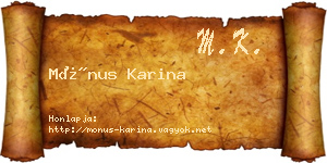 Mónus Karina névjegykártya